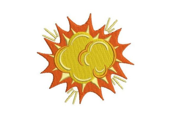 Comic Book Style Explosion: A Bold Embroidery Design