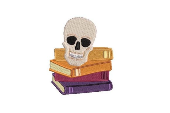 Skull on Stack of Books: A Unique Embroidery Design
